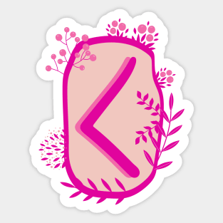 Kenaz Rune Flowery Design Sticker